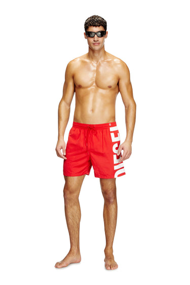Rio-41-D-Core Mid-length swim shorts with maxi logo Red/White