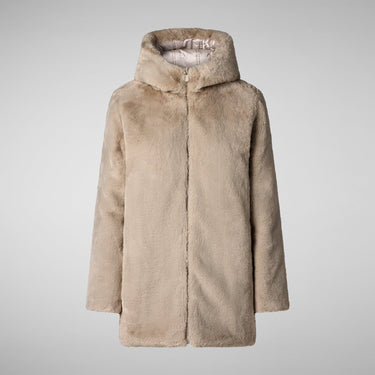 Women's BRIDGET Reversible Faux Fur Jacket RAINY BEIGE
