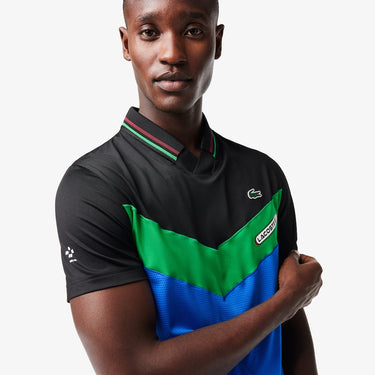 Men's Lacoste Tennis x Daniil Medvedev Slim Fit Seamless Polo Black / Bordeaux / Green / Blue
