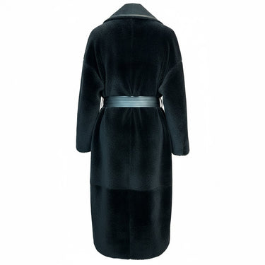 HANA 2-in-1 Shearling Robe Coat Black
