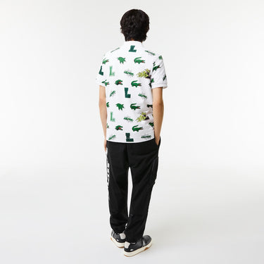 Men's Regular Fit Crocodile Print Polo Blanc/multico