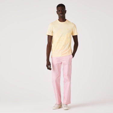 Men's Crocodile Print Crew Neck Stretch Organic Cotton T-Shirt Yellow