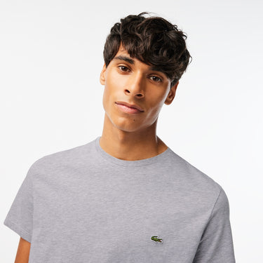 Men's Crew Neck Pima Cotton Jersey T-Shirt Grey Chine