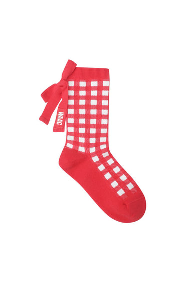 Women's Check Ribbon Socks RED