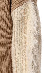 Women's Ribbed And Tweed Patchwork Maglia Cardigans Beige
