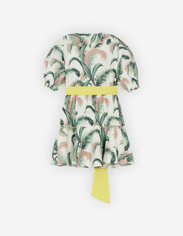 Palm Frond Print Wrap Mini Dress Multico Design