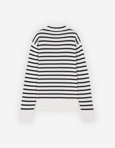 Men's Fox Head Intarsia Comfort Striped Jumper Deep Navy/off-white Stripes
