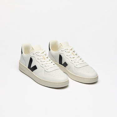 Men's V-10 LEATHER WHITE BLACK