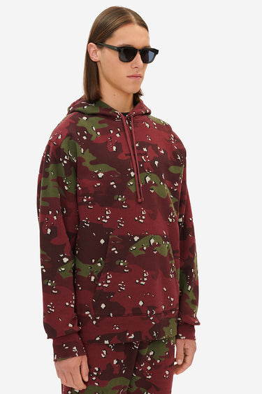 MAISON KITSUNÉ CAMO FOX RELAXED HOODIE WINE LEES DESIGN
