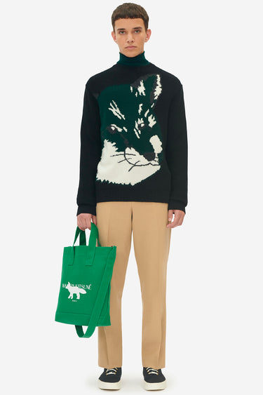 Maison Kitsuné Oversize Fox Head Jacquard Pullover Black