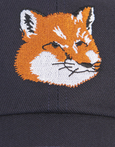 UNISEX LARGE FOX HEAD EMBROIDERY 6P CAP NAVY