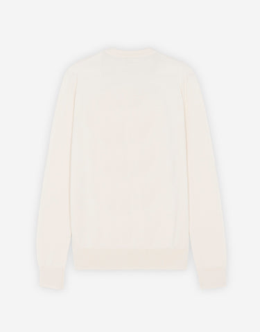 UNISEX PIQUE FOX HEAD R-NECK PULLOVER ECRU