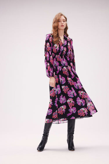 Link Dress In Print Micro Pleats