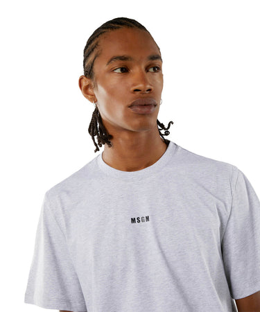 Round neck cotton T-shirt with micro logo Light Grey
