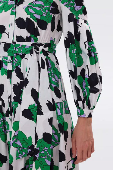 Lux Cotton Dress in Huge Camo Floral Ivory