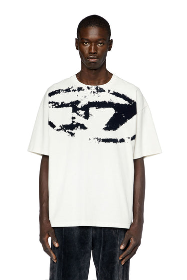 T-Boxt-N14 T-shirt with distressed flocked logo Off White