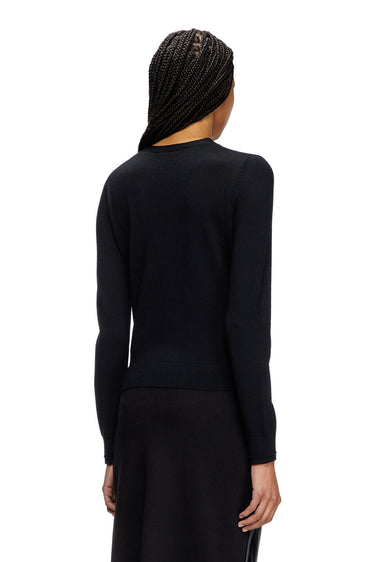 M-Alima Wool cardigan with cut-out logo Black