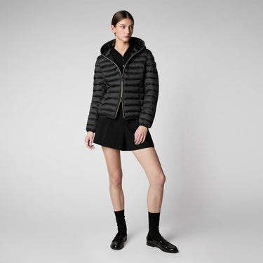 Woman's Alexis Hooded Puffer Jacket in Black