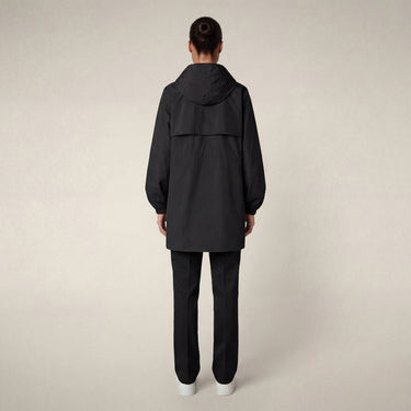 Women's Fleur Hooded Raincoat In Black
