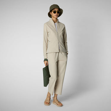 Women's stand up collar sweatshirt pella in rainy beige
