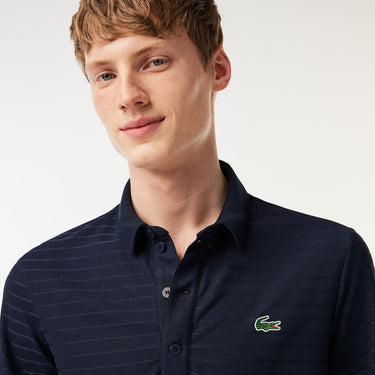 Men's Sport Textured Breathable Golf Polo Navy Blue