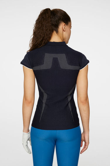 J.LINDEBERG ANA HYBRID KNIT POLO SHIRT JL NAVY