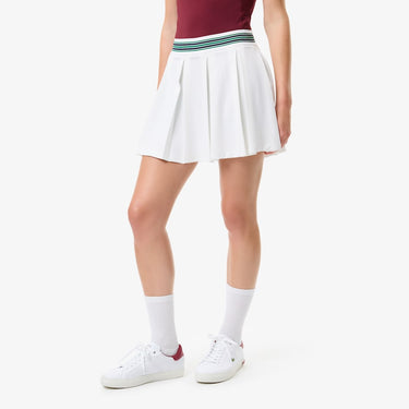 Women's Piqué Tennis Skirt with Built-In Shorts White / Green