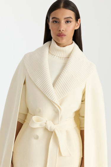 SUSIE Double-Face Wool Cape Cream