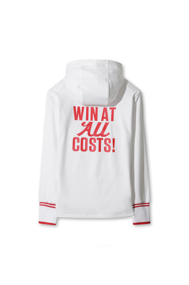 Women's Athletic Slogan Jersey Hoodie WHITE