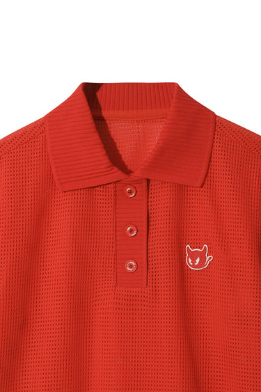 Women's Athletic Mesh Jersey SS Polo RED