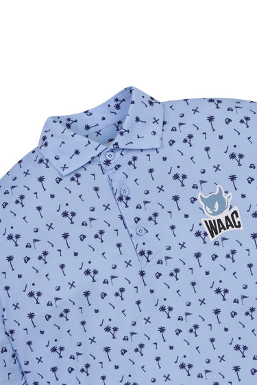 Men's Allover Motif Polo (EE) Light Blue