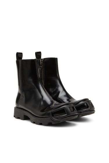 D-Hammer Bt Zip D D-Hammer-Leather Chelsea boots with Oval D toe caps Black