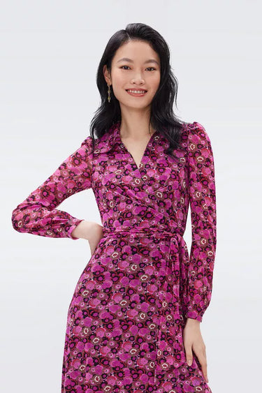 Phoenix Reversible Mesh Wrap Dress in Tiny Fall Fruits