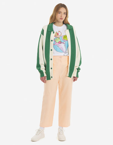 One Pleat Cropped Pants Peach