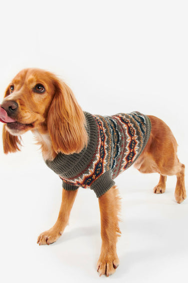CASE FAIR ISLE DOG JUMPER OLIVE