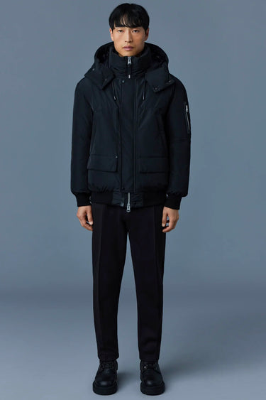 VIGGO Classic Down Bomber Jacket With Removable Hood Black
