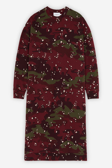 MAISON KITSUNÉ CAMO FOX LONG SWEAT DRESS WINE LEES DESIGN