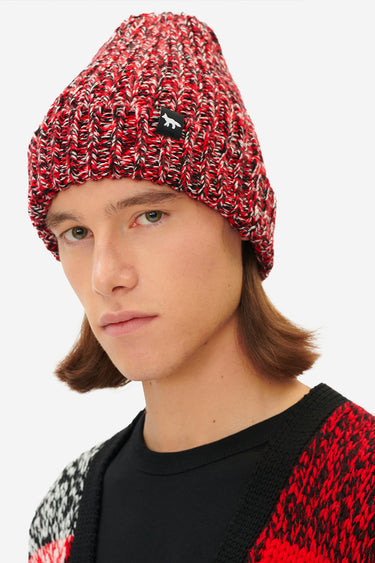 MAISON KITSUNÉ MOULINE BEANIE BLACK RED CHECK