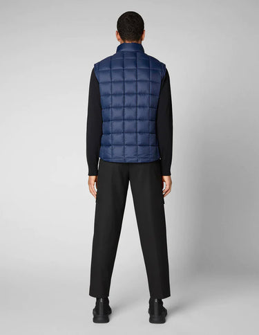 MEN'S OSWALD PUFFER VEST WITH STANDING COLLAR IN NAVY BLUE