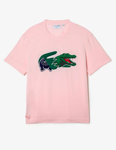 Men's Relaxed Fit Oversized Crocodile T-Shirt Pink
