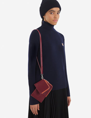 MAISON KITSUNÉ <br>MULTI-POUCHES WITH STRAP WINE LEES